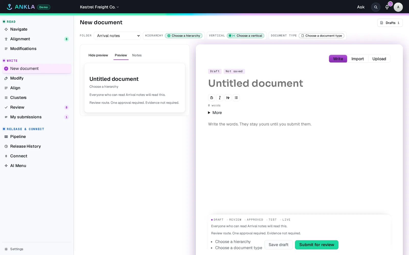 New document, starting with the hierarchy ring.